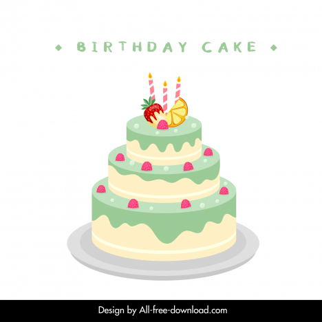 birthday cake design elements bright elegant rounded layers