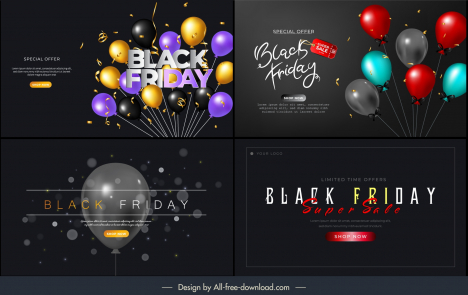 black friday banber templates collection luxury balloon texts decor