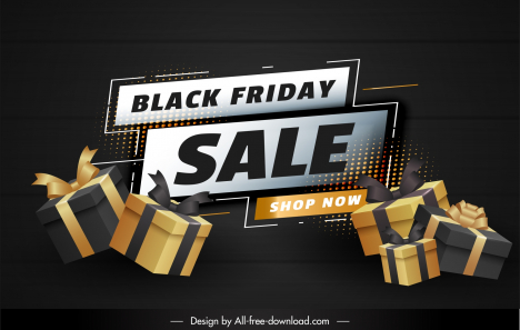black friday discount banner template elegant modern 3d presents