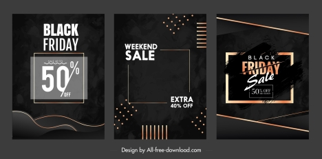 black friday sale banners modern dark dynamic design