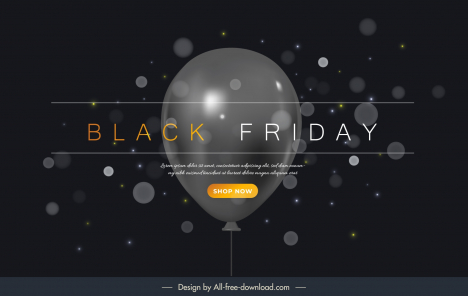 black friday sales banner template bokeh balloon elegance