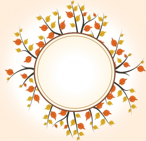 blank round frame yellow autumn leaves decoration