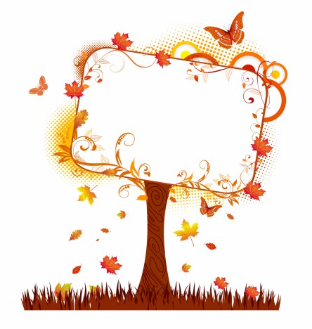 Blank tablet on autumn tree