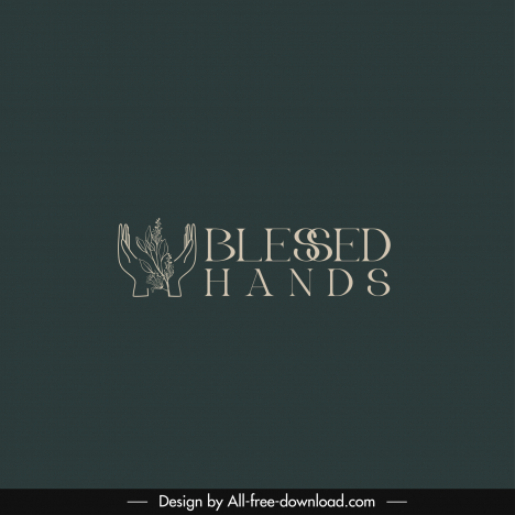 blessed hands logo template flat handdrawn classic sketch