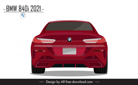 bmw 840i 2021 car model advertising template modern symmetric back view design