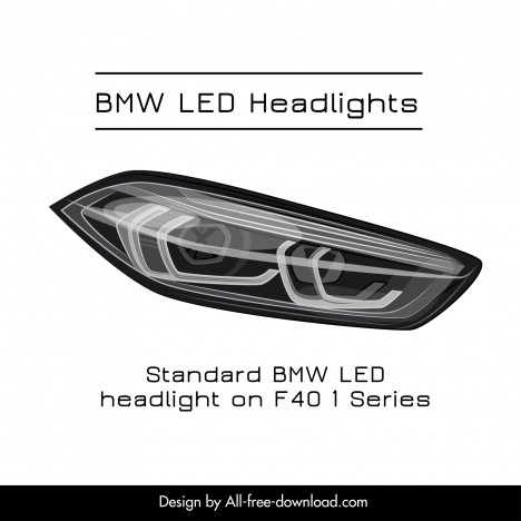 bmw led headlights advertising banner template dark elegant modern flat sketch