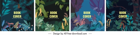 book cover templates forest leaves sketch dark classic
