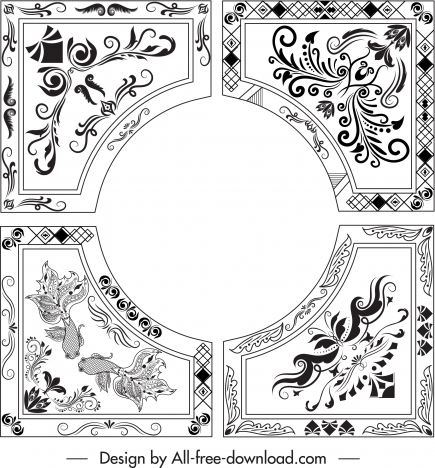 border template elegant oriental symmetric decor circl design