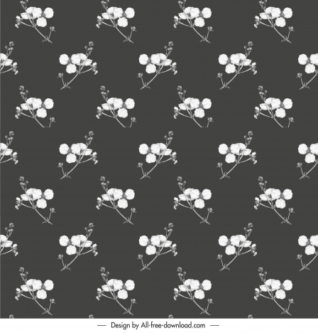 botanical pattern template dark classic black white repeating