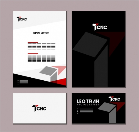 branding identity sets 3d dark bright design style