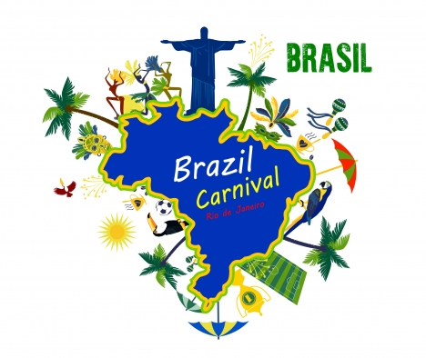 brazil carnival postcard flyer travel design