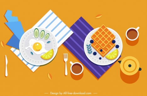 breakfast food background classical colorful flat design