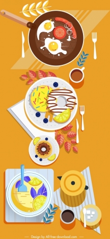 breakfast preparation painting colorful classical design