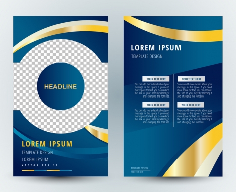 brochure design with checkered blue and curves