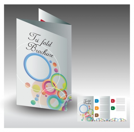 brochure design with circles background trifold illustration