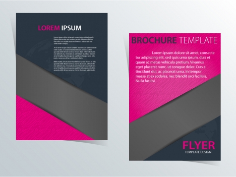 brochure template design with pink and dark color