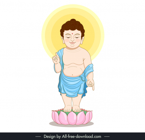 buddha birth design elements cute child cartoon