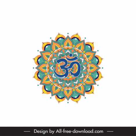 buddhism lotus symbol icon flat elegant classic symmetrical circle shape outline