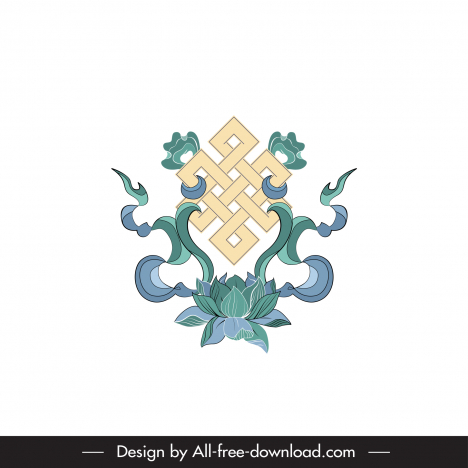 buddhism symbol template elegant symmetric lotus curves frame shape