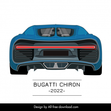 bugatti chiron 2022 car moderl icon modern symmetric back view design