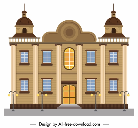 building facade template elegant european classic symmetric design