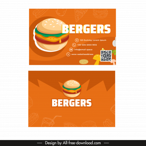 burger business card template classical design