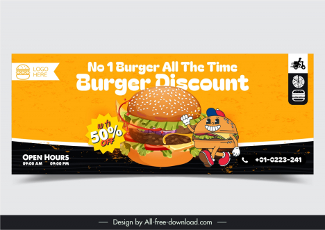 burgers discount banner template funny stylization
