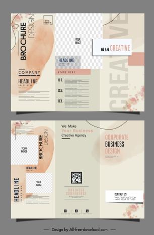 business brochure template elegant checkered grunge trifold design