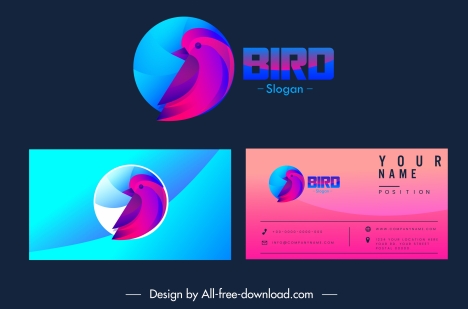 business card logotype bird sketch dark design