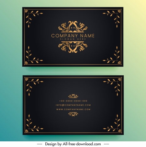 business card template elegant black golden symmetric decor