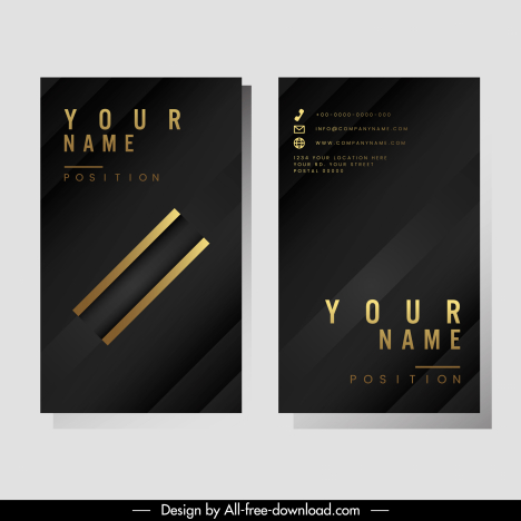 business card template luxury dark black golden decor