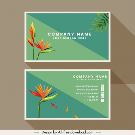 business card template nature theme flora decor
