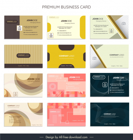 business card templates collection modern elegant shapes