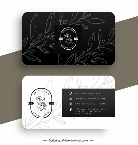 business card templates contrast design nature elements decor