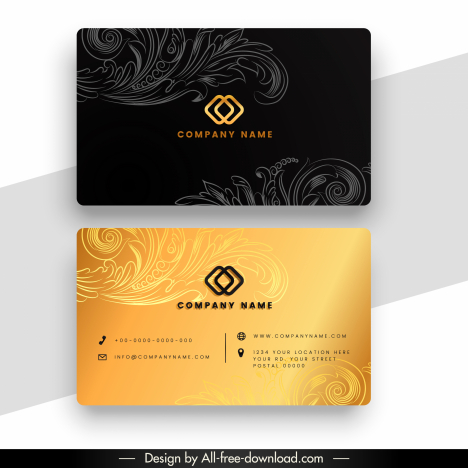 business card templates contrast elegance curves floral decor