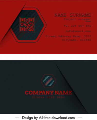business card templates dark red black geometric logotype