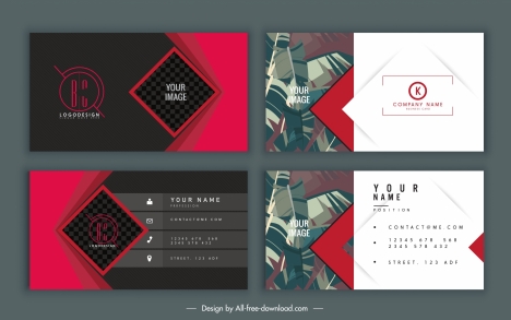 business card templates elegant design leaves geometric decor