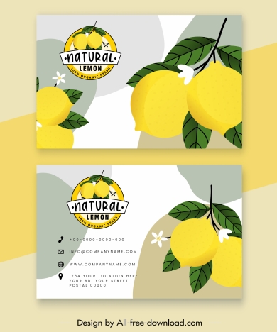 business card templates lemon theme bright colored decor