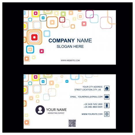 business card with abstract squares white background illustration