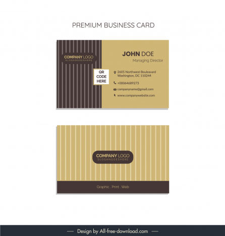 business cards template classic stripes elegance