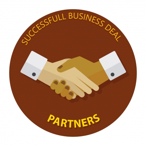 business deal concept with partners hanshake illustration