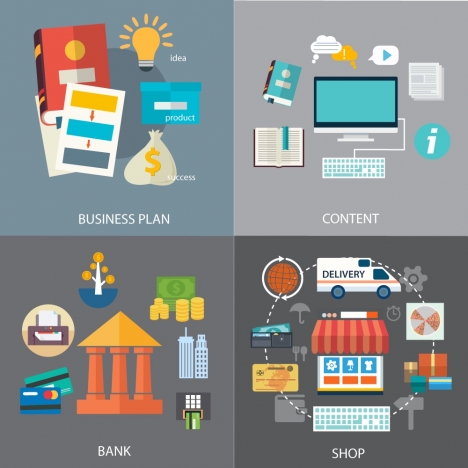 business development elements isolated with various stages