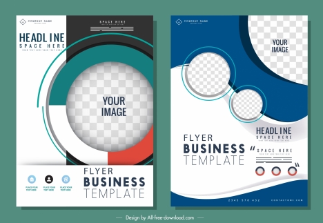 business flyer templates colorful modern design checkered circles