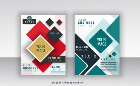business flyer templates colorful modern flat geometric decor