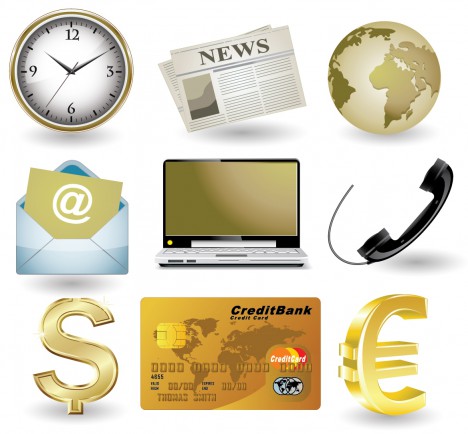 Business website gold icon set