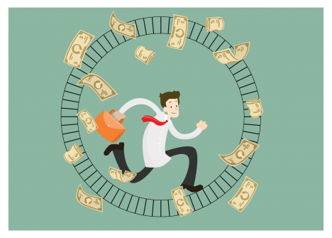 businessman vector illustration with running man and money