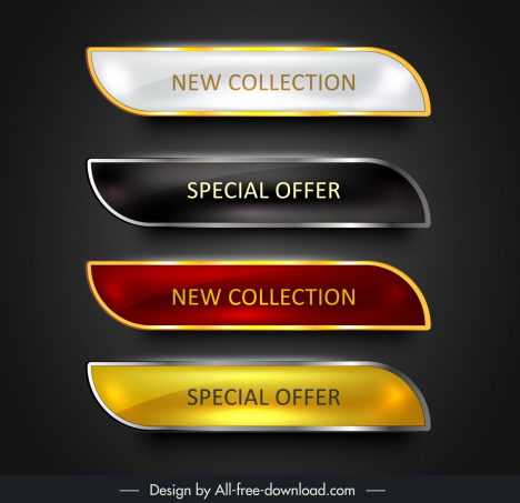 button sets design elements shiny modern rounded horizontal