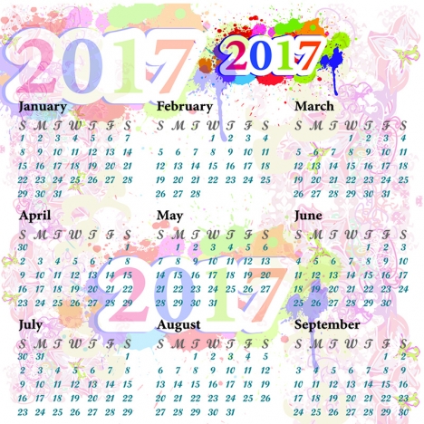 calendar colorful 2017