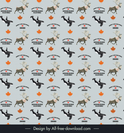 canada pattern template killer whale caribou repeating decor