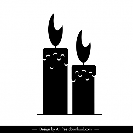 candle decorative icon dark black white silhouette outline